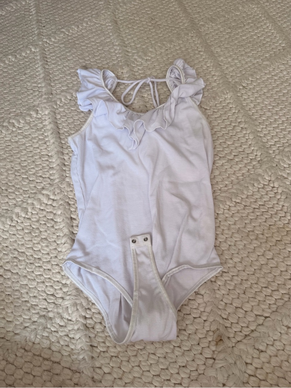 Altar'd State White Ruffle Strap Bodysuit